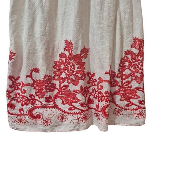 Max Studio Women's White Cotton Knit w Red Embroidery Sleeveless Lined Dress EUC - Picture 8 of 13